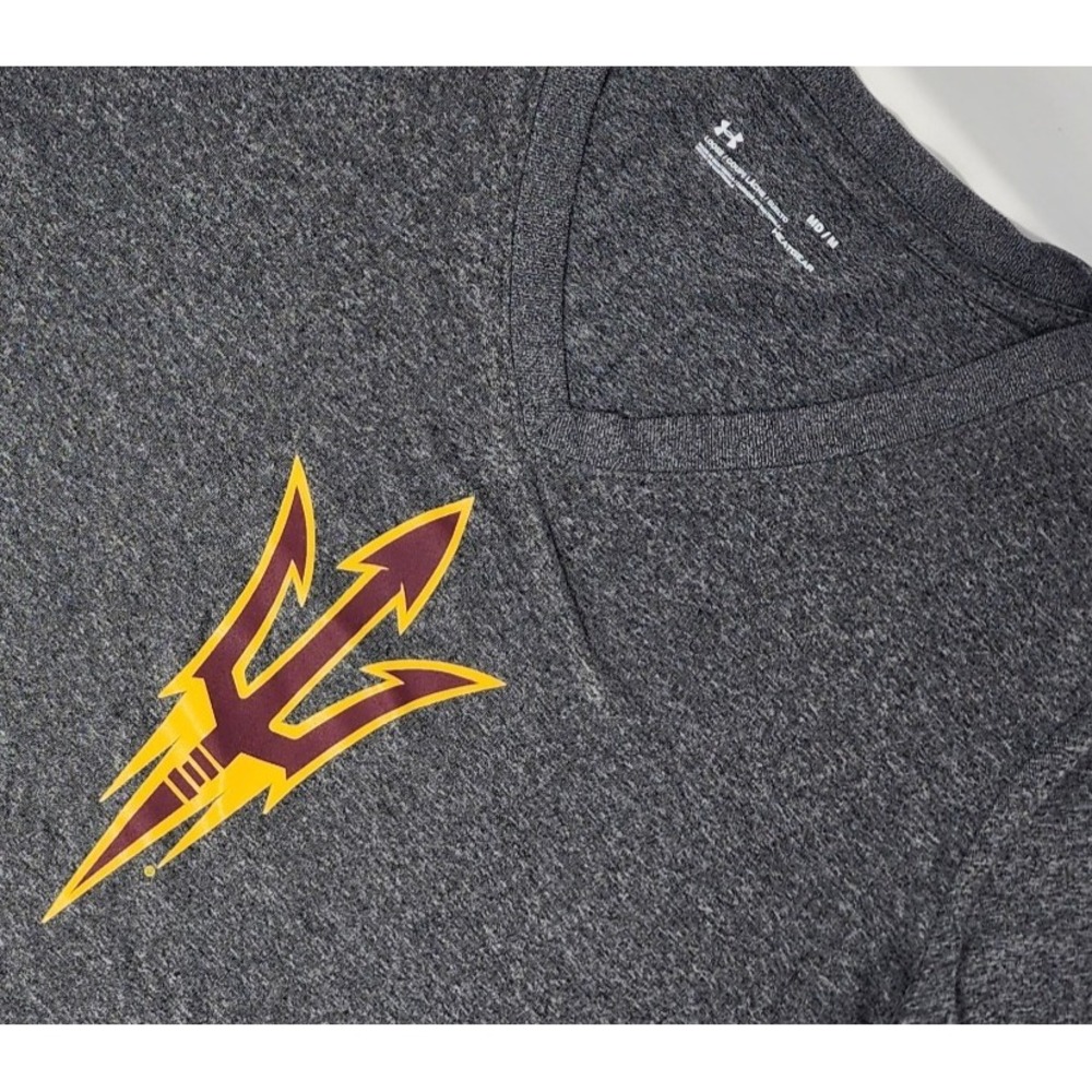 Arizona State Sun Devils V-Neck Short Sleeve T Shirt Womens Medium Gray UA NCAA